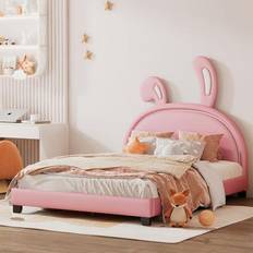 Pink Frame Beds ModernLuxe Pink Full Wood Leather Frame Bed