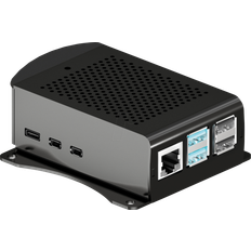 RB-AlucaseP5-06B SBC Hölje Raspberry Pi Med Fästremmar Svart