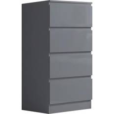 Grey gloss chest drawers Fwstyle High Gloss Modern Matt Grey Chest of Drawer 40x99cm