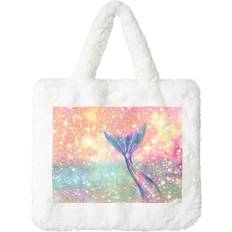 Mermaid Tail Printed Plush Handbag - White