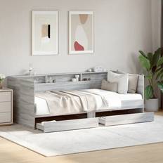 Beds vidaXL Grey Sonoma Daybed with Drawers 100 x 200 cm Frame Bed