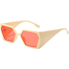 WNCKSQ Polarized Polygon Square Sunglasses Beige/Pink