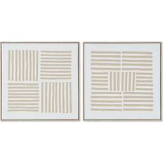 Beige Wall Decor Home ESPRIT Scandinavian White Beige Paintings 83 x 4.5 x 83 cm Wall Decor
