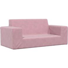 vidaXL Barnsoffa 2-Sits Rosa Mjuk Plysch