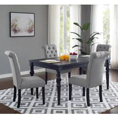 Polyester Dining Sets Lark Manor Brookwood Gray Dining Set 38x65" 5pcs