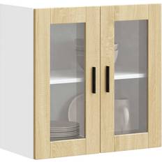 Brown Wall Cabinets vidaXL Kitchen with Glass Door Wall Cabinet