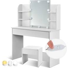 Schminktische Juskys Bella mit LED Hocker Melly Schminktisch