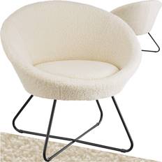 Sessel tectake Gepolstert Cocktailsessel Bouclé Off-White Sessel