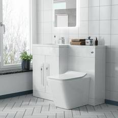 Toilets Nes Home Elora White 1100 mm LH L-Shape Basin Vanity Unit