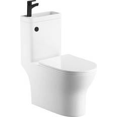 Aquarius Spacesaver Integrated Round Toilet Basin With Black Tap