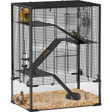 Pawhut 4 Tiers Hamster Cage With Deep Tempered Glass Bottom 60 x 40 x 80 cm