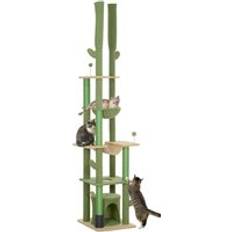 Pawhut Floor-to-Ceiling Cat Tree 225-255 Hcm Green