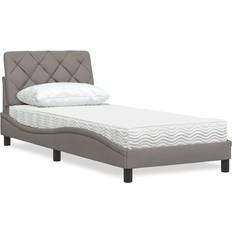 200cm Sängpaket vidaXL Säng Med Madrass Taupe 80x200 cm Tyg Sängpaket