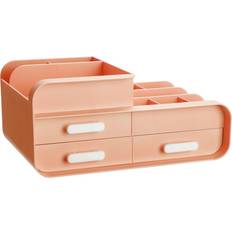 Living and Home 3 Drawer Plastic Desk Organizer Pink