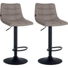 Or Tabourets CLP Lot De 2 Tabourets De Bar Jerry Tissu Gris Noir Tabouret 2pcs