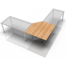 hjh OFFICE Trapezplatte 120x120 Nussbaum Schreibtisch 120x120cm