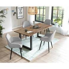 SalesFever 5-Piece Light Gray 75cm H x 180cm W x 90cm D Dining Set 5pcs