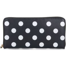 Polka Dot Zip Wallet - Black