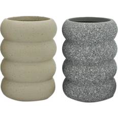 Marble Toothbrush Holders Home ESPRIT Toothbrush Holder Set Grey Cream 7 x 7 x 10 cm