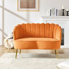 Etta Avenue Hendrix Orange Velvet Sofa 50.2" 2 Seater