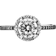 Pandora Round Sparkle Halo Ring - Sterling Silver/Transparent