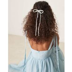 White Hair Clips Sister Jane Beaded Hair Bow Clip