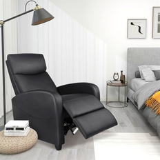Ebern Designs Modern Recliner Chair Brown Faux Leather Armchair