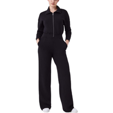 Spanx AirEssentials Long Sleeve Wide Leg Jumpsuit - Very Black