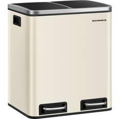 2 x 15L Recycle Rubbish Bin Sand Beige Ink Black