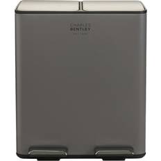 Charles Bentley Grey Kitchen Bin 30L Double Compartment