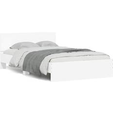 Senge & Madrasser vidaXL Med Sengegavl Og LED-Lys 140x200 cm Hvid Sengeramme
