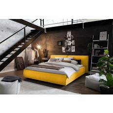 200cm Beds KAWOLA Bett Carlo Polsterbett Stoff Curry Rahmenbett