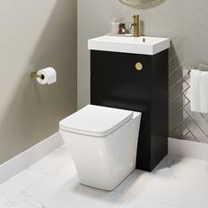 Black Cloakroom Toilet and Sink Unit 500mm