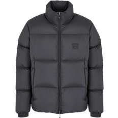 Ropa Emporio Armani Full ZIP Nylon Down Jacket with Rubber Logo Patch - Black