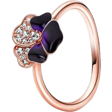 Pandora Pansy Flower Ring - Rose Gold/Purple/Transparent