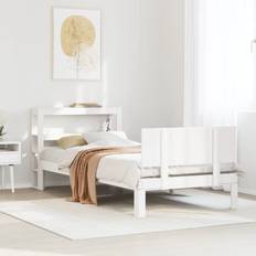 Sängar & Madrasser vidaXL Med Huvudgavel Vit 75x190 cm Massivt Furu Sängram