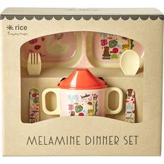 Rice Children's Dinnerware Set 4 Pcs Wildlife Pink
