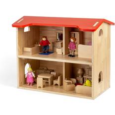 Bigjigs Poupées et Maisons de Poupée Bigjigs Wooden Dolls House With Furniture