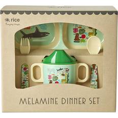 Rice Children's Dinnerware Set 4 Pcs Wildlife Mint