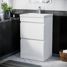 Bathroom Furniture Nes Home White 500mm PVC 2 Drawer Vanity Cabinet