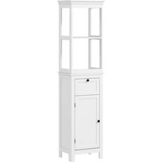 Homcom Slim Bathroom Storage Cabinet With Open Shelves