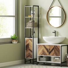 Brown Bathroom Cabinets on sale Homcom Tall Bathroom Storage Cabinet 30 x 30 x 170 cm