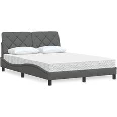 vidaXL Seng Med Madras 120x200 cm Stof Mørkegrå Sengesæt