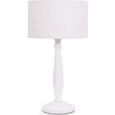 Wood Table Lamps ValueLights Victoria White Fabric Drum Shade 45.5 x 25.5 x 25.5 cm Table Lamp