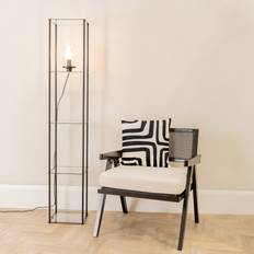 Floor lamp with shelf ValueLights Gobie Black with Glass Storage Shelf Floor Lamp