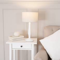 Wood Table Lamps ValueLights Victoria Natural Fabric Drum Shade 45.5 x 25.5 x 25.5 cm Table Lamp