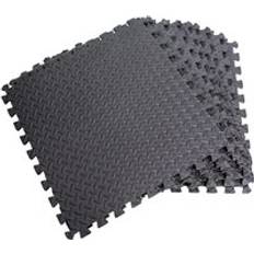 Shatchi Black Gym Flooring Puzzle Mat Set of 4pcs