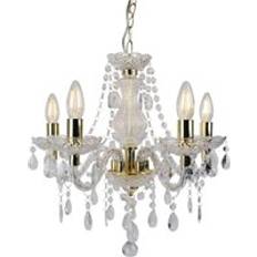 Clear and Gold Marie Therese Style Chandelier 5 x 40W