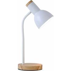 Edm White Natural Wood Steel Desk 40W Table Lamp