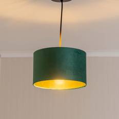 Silver Shades ValueLights Reni Small Green Velvet with Ceiling Lamp Shade